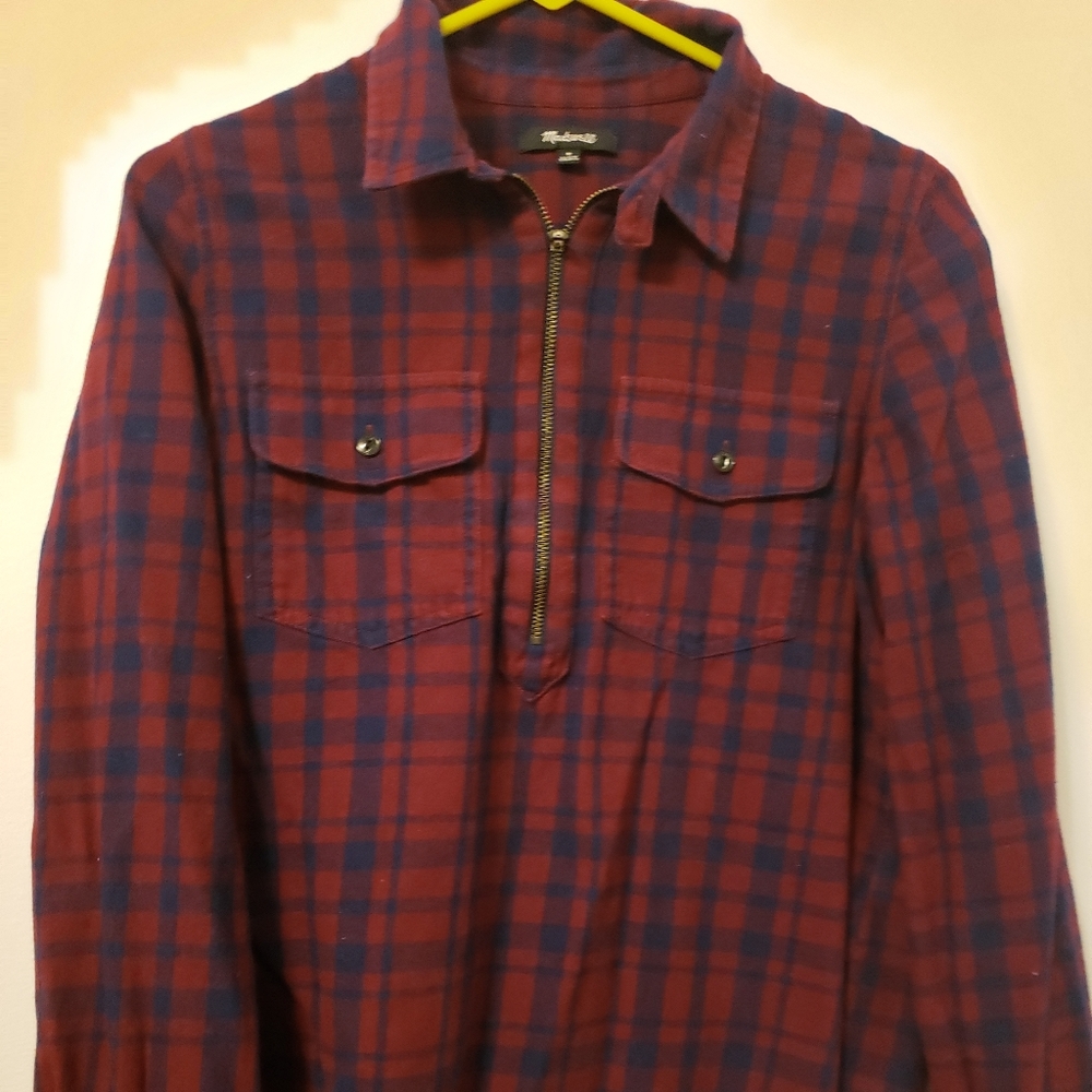Madewell half zip plaid